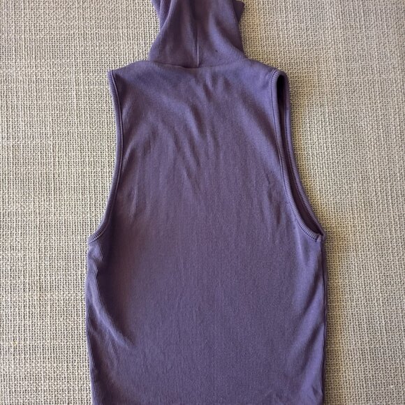 Zara Purple Turtleneck sleeveless Top ribbed cotton Size M - Picture 3 of 6